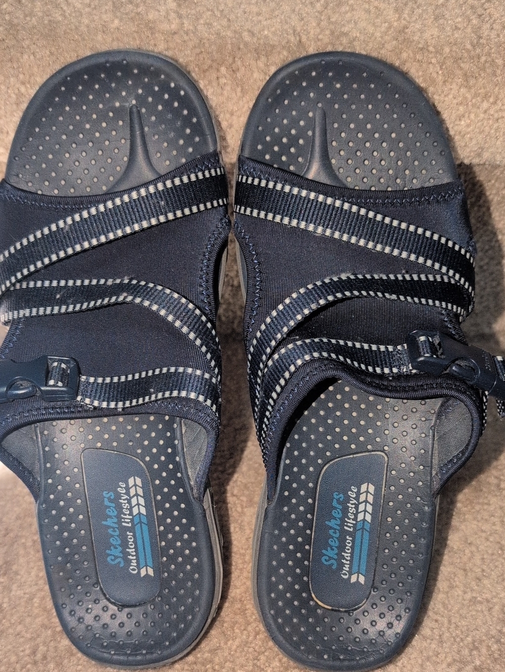 Skechers Navy Blue Slip-On Sport Sandals for Women